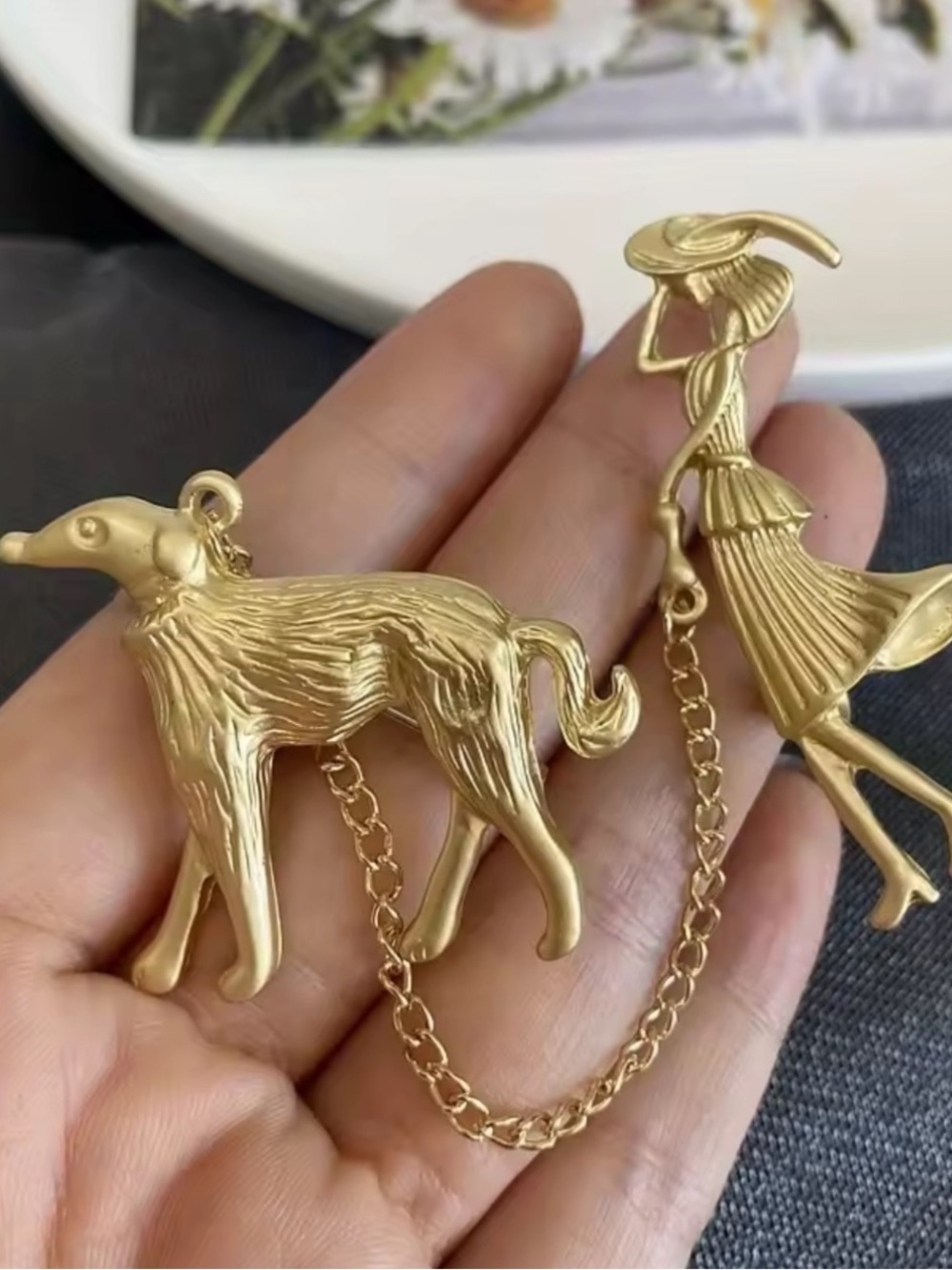 Victorian Lady Greyhound Luxe Brooch